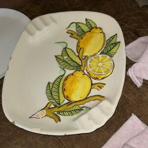 Vintage Made in Spain Ashtray Lemon Design Ceramic Plate